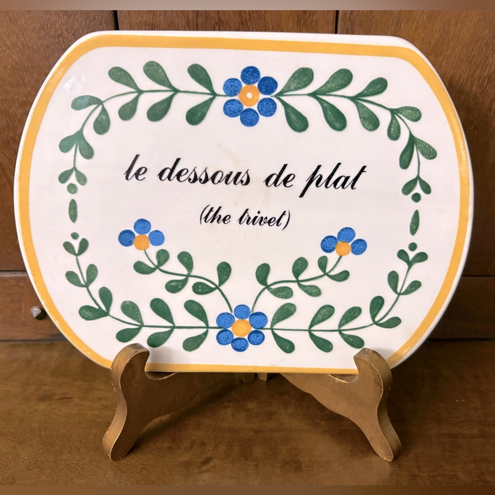 Marsten-Mandrajji “La Leçon de Français” Ceramic Trivet w/ Yellow & Blue Accents